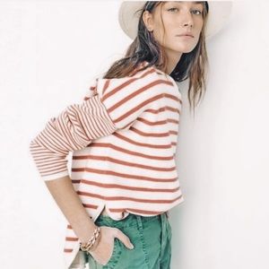 Madewell Salmon Stripped Curved Hem Sweater